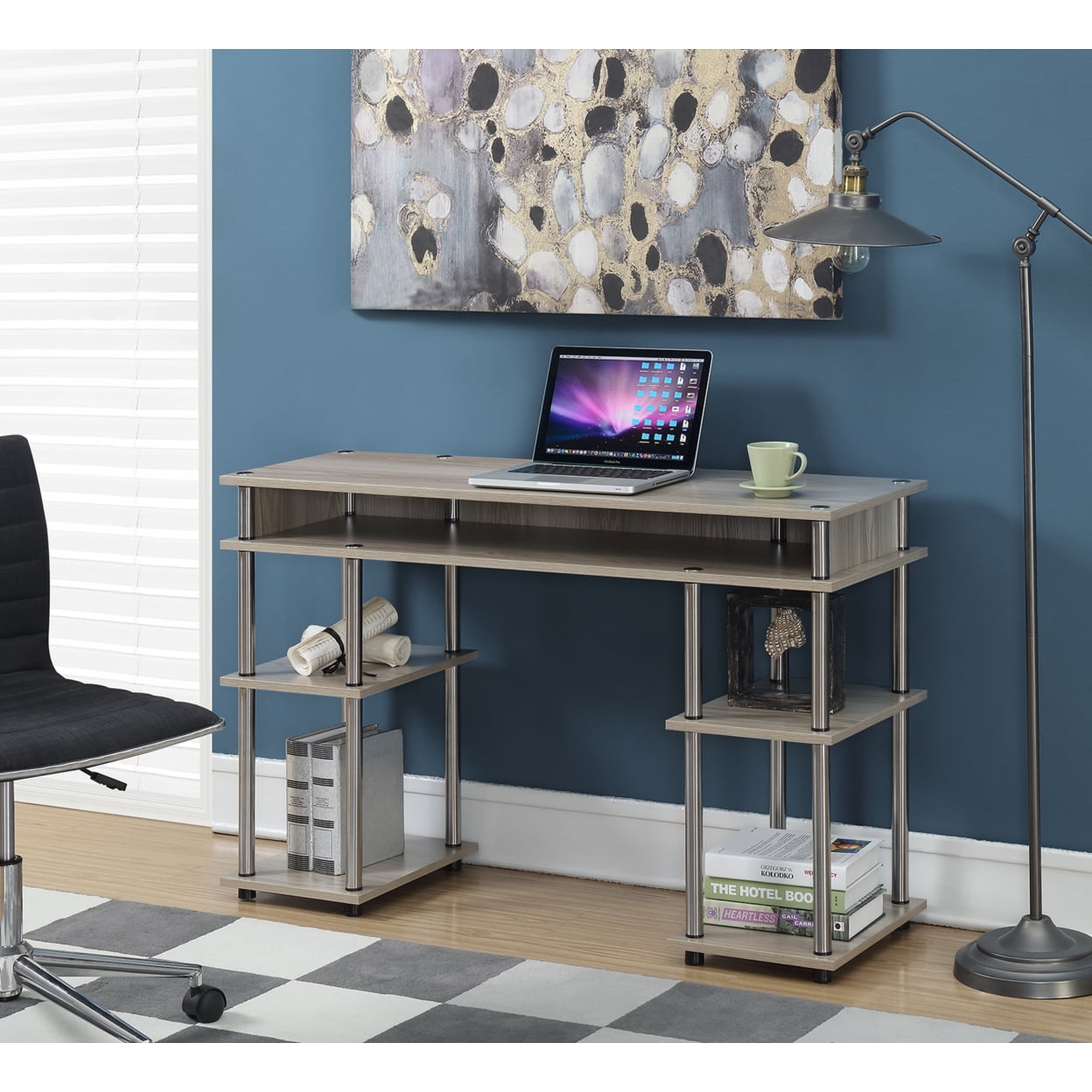 Convenience Concepts Designs2Go No Tools Student Desk with Shelves, Light Oak, All Ages - 30" Height