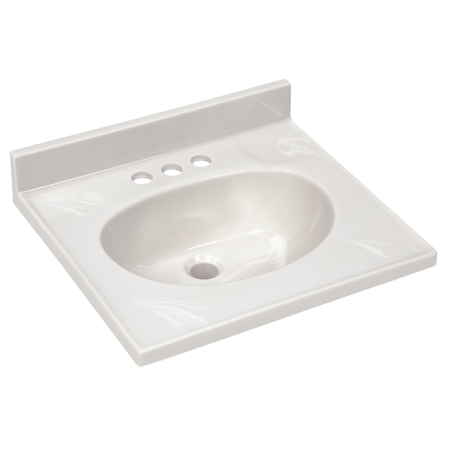 Design House Cultured Marble 19" x 17" Single Bowl Vanity Top with Centerset Mount and Backsplash, Ivory Swirl