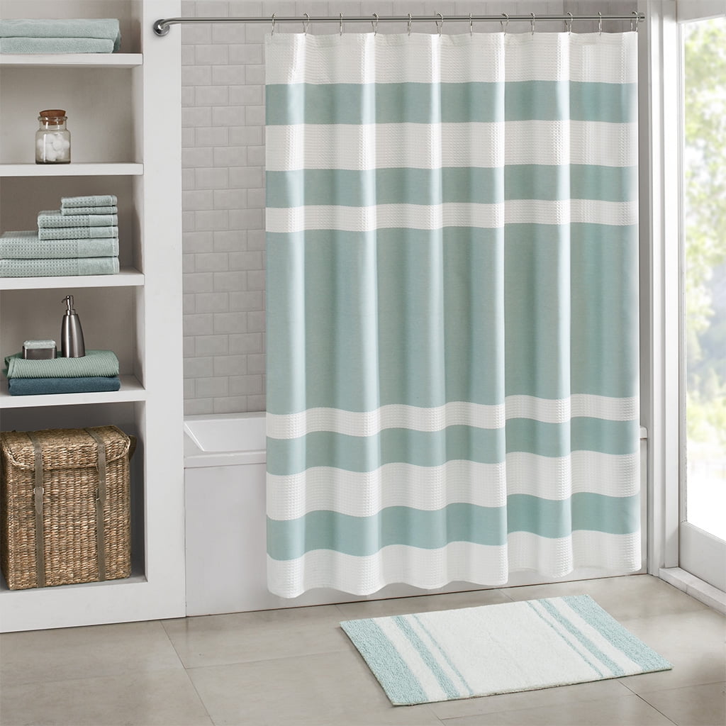 MAYEERTY 100% Medium Pile Cotton Reversible Bath Rug, Aqua, 20"W x 30"L