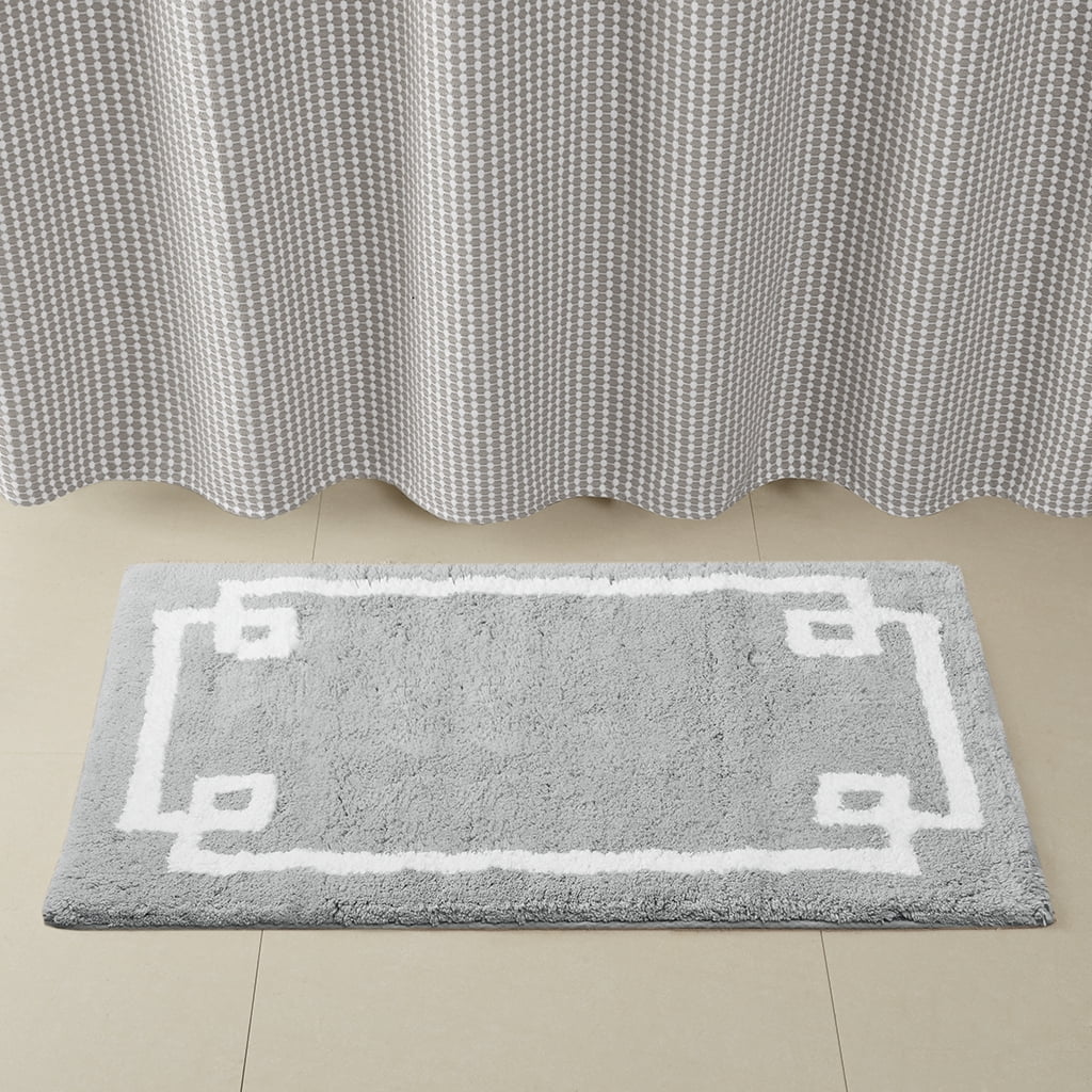 MAYEERTY 100% Medium Pile Cotton Tufted Bath Rug, Grey, 20"W x 30"L