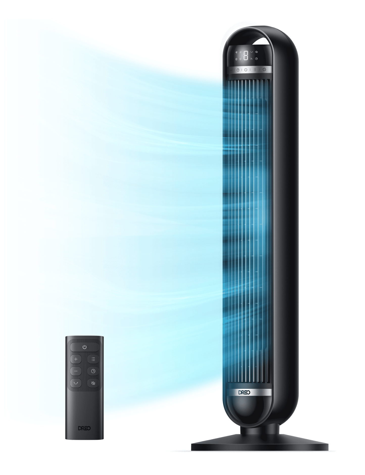 DREO Nomad DC Tower Fan, 27ft/s Velocity, Ultra Quiet Bladeless Floor Fan with 10 Speeds and 4 Modes, 90° Oscillating, Remote Control