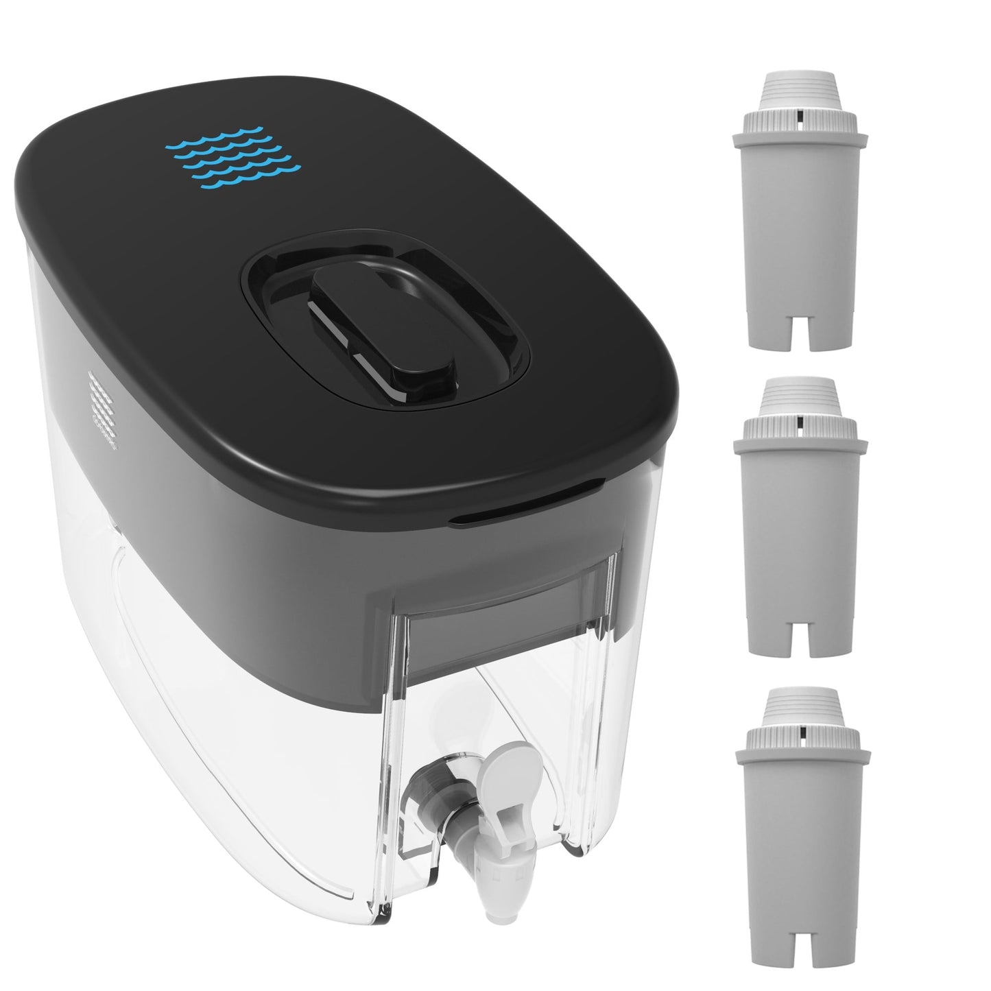 Drinkpod Dispenser Alkaline Water Filter pH Ionizer Countertop Water Purifier 2.4 Gallon Alkaline Water Dispenser pH Ionized Black