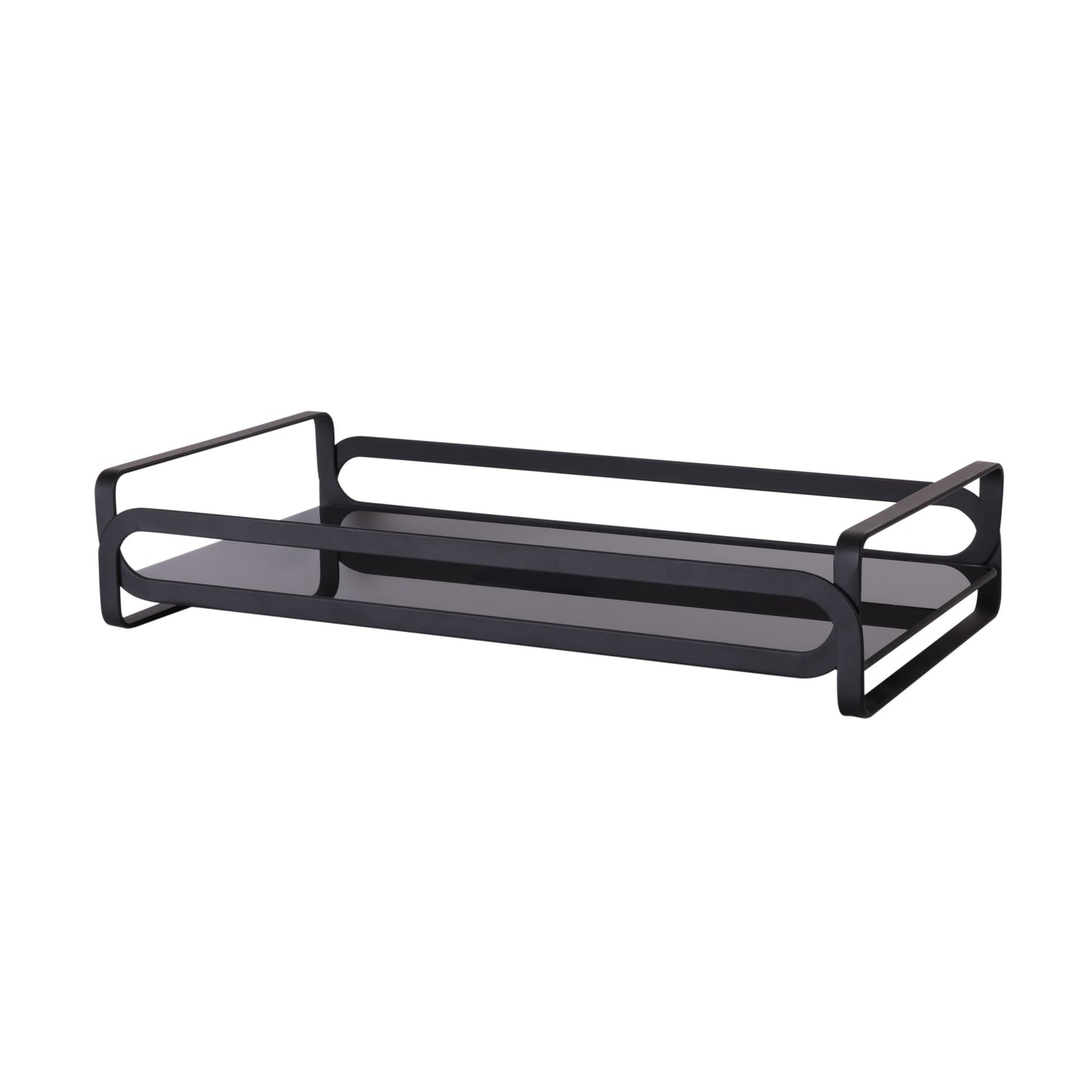 ELLE Paris Noir Rectangular Vanity Tray, Black, 12.8"x 6.7"x 2.7"