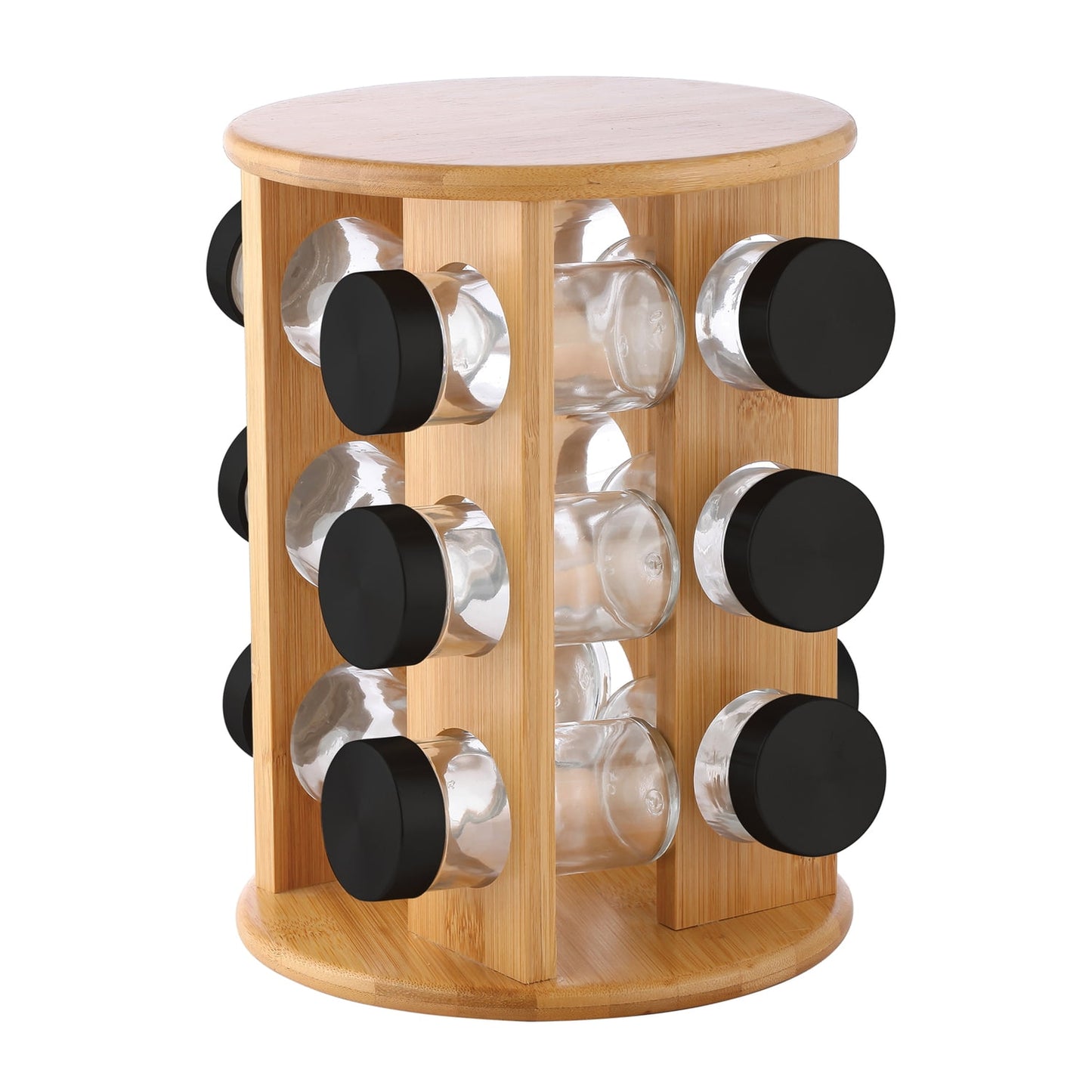 EuroHome Elle Décor 12-Jar Spice Rack Organizer, Black and Wood , ELD33173
