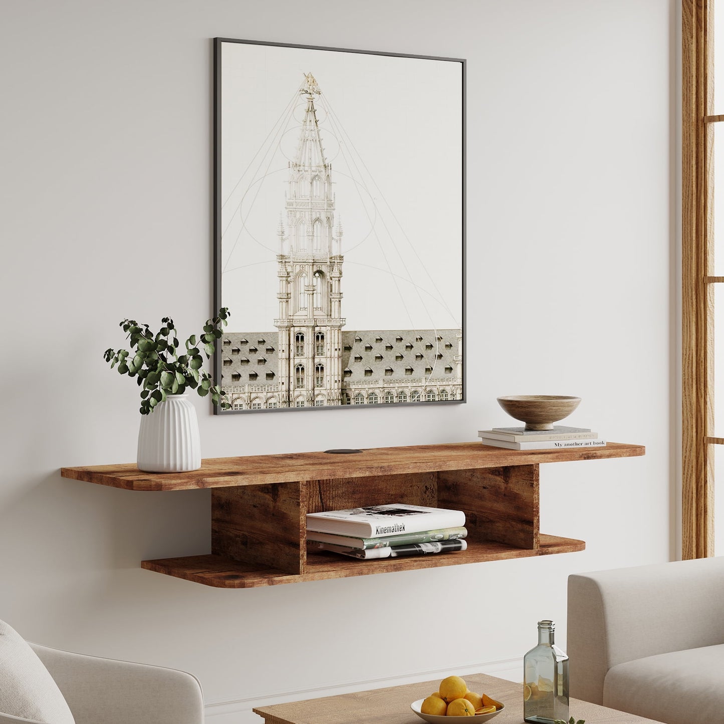 FITUEYES Wall Mount TV Stand for TVs up to 50", Brown