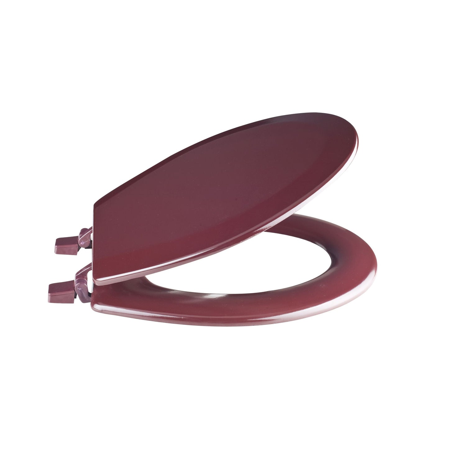 Round Close Toilet Seat, Adjustable Hinges Wood Toilet Seats with Non Slip Grip Tight Bumpers, Standard Heavy Duty Wooden Bathroom Toilet Seat and Lid Set, Burgundy