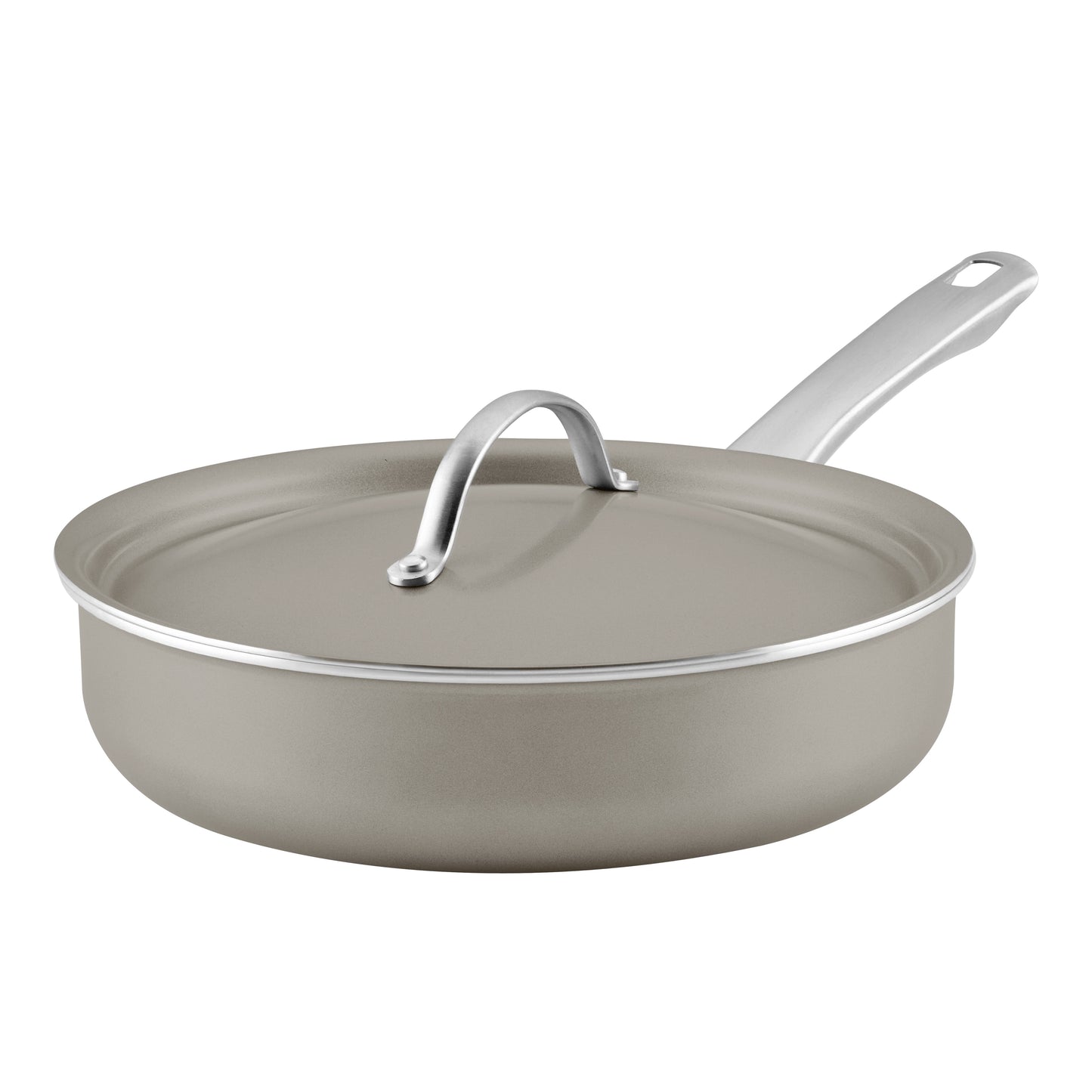 Farberware Vibrance 2.75 Quart Ceramic Nonstick Saute Pan with Lid, Dishwasher Safe and Oven Safe to 500°F, Silver