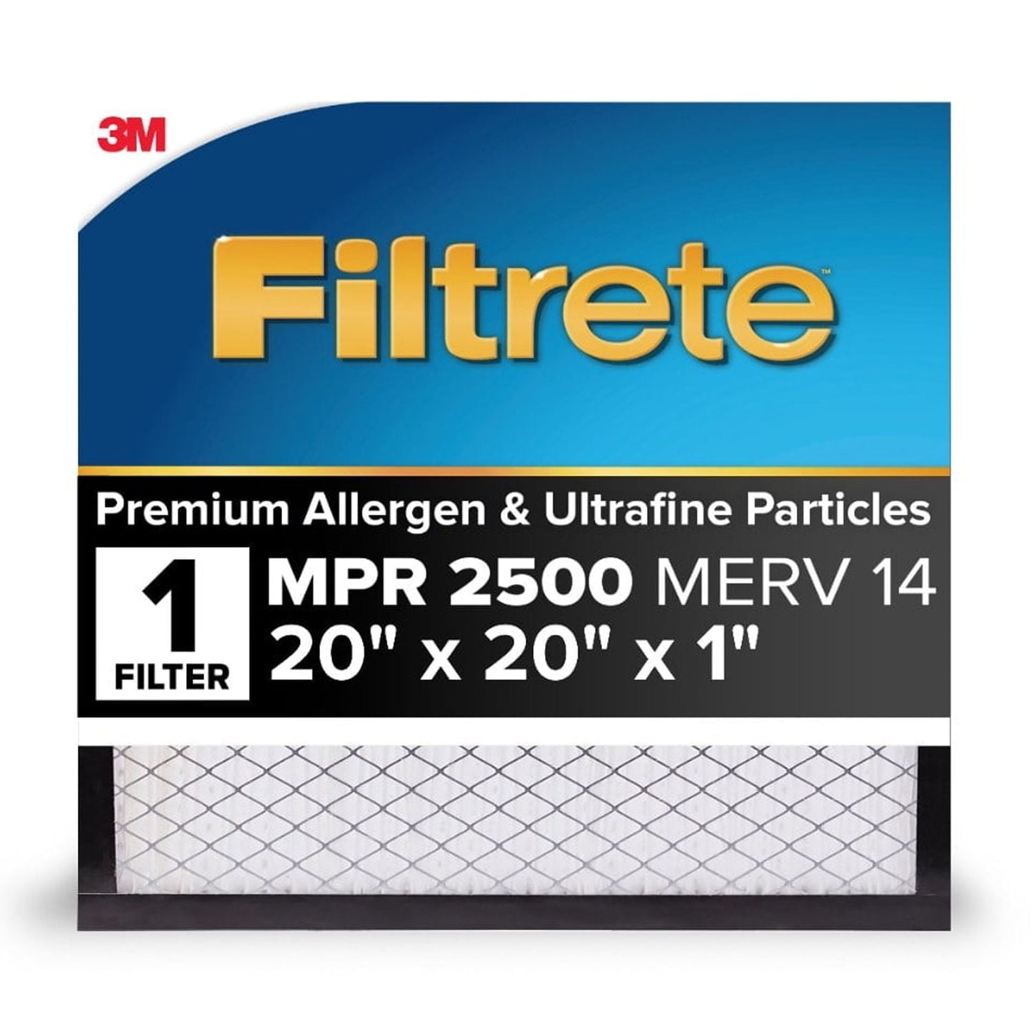 Filtrete 20x20x1 HVAC Furnace Air Filter, MPR 2500 MERV 14, Premium Allergen & Ultrafine Particles, 1 Filter