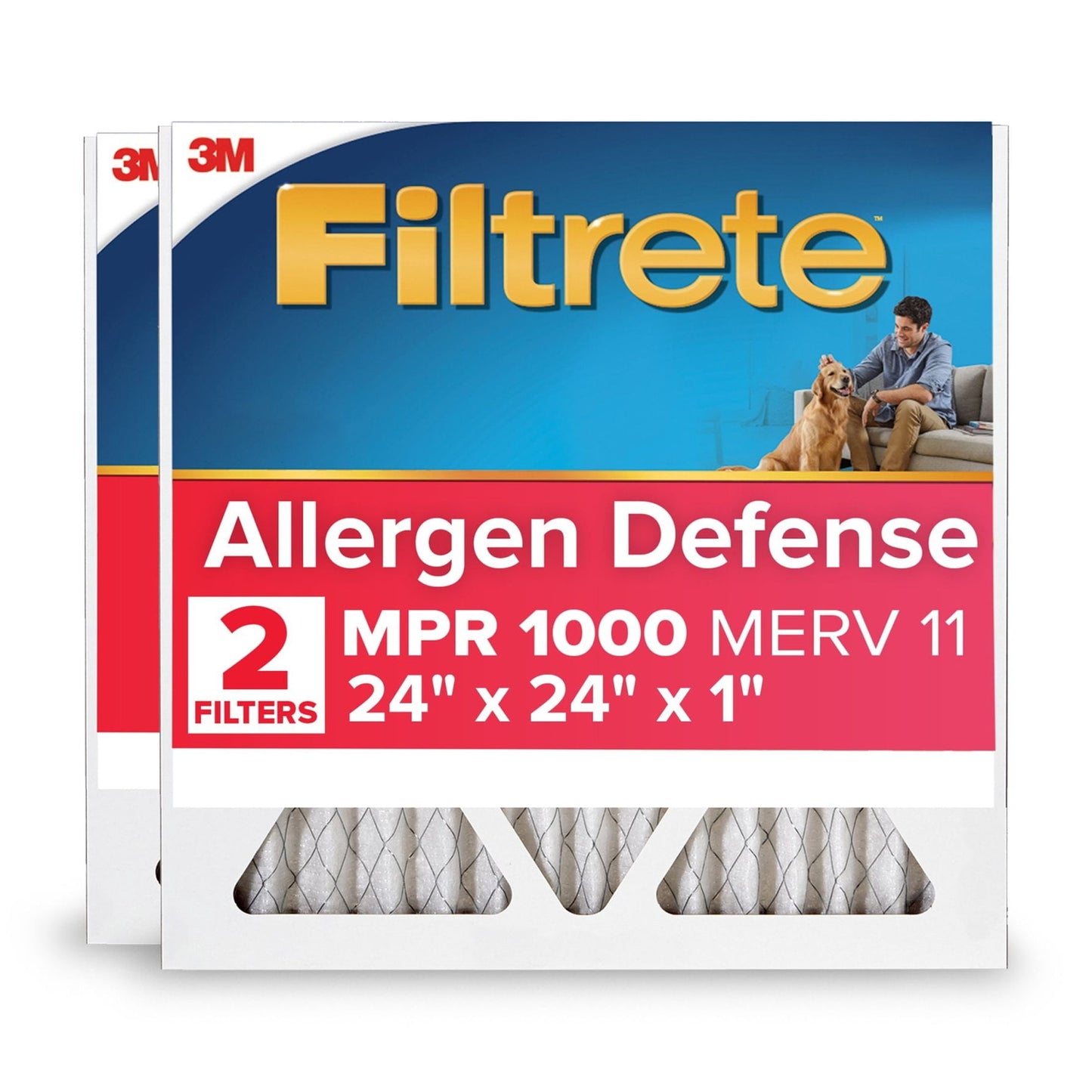 Filtrete 24x24x1 HVAC Furnace Air Filter, MPR 1000 MERV 11, Allergen Defense, 1 Filter
