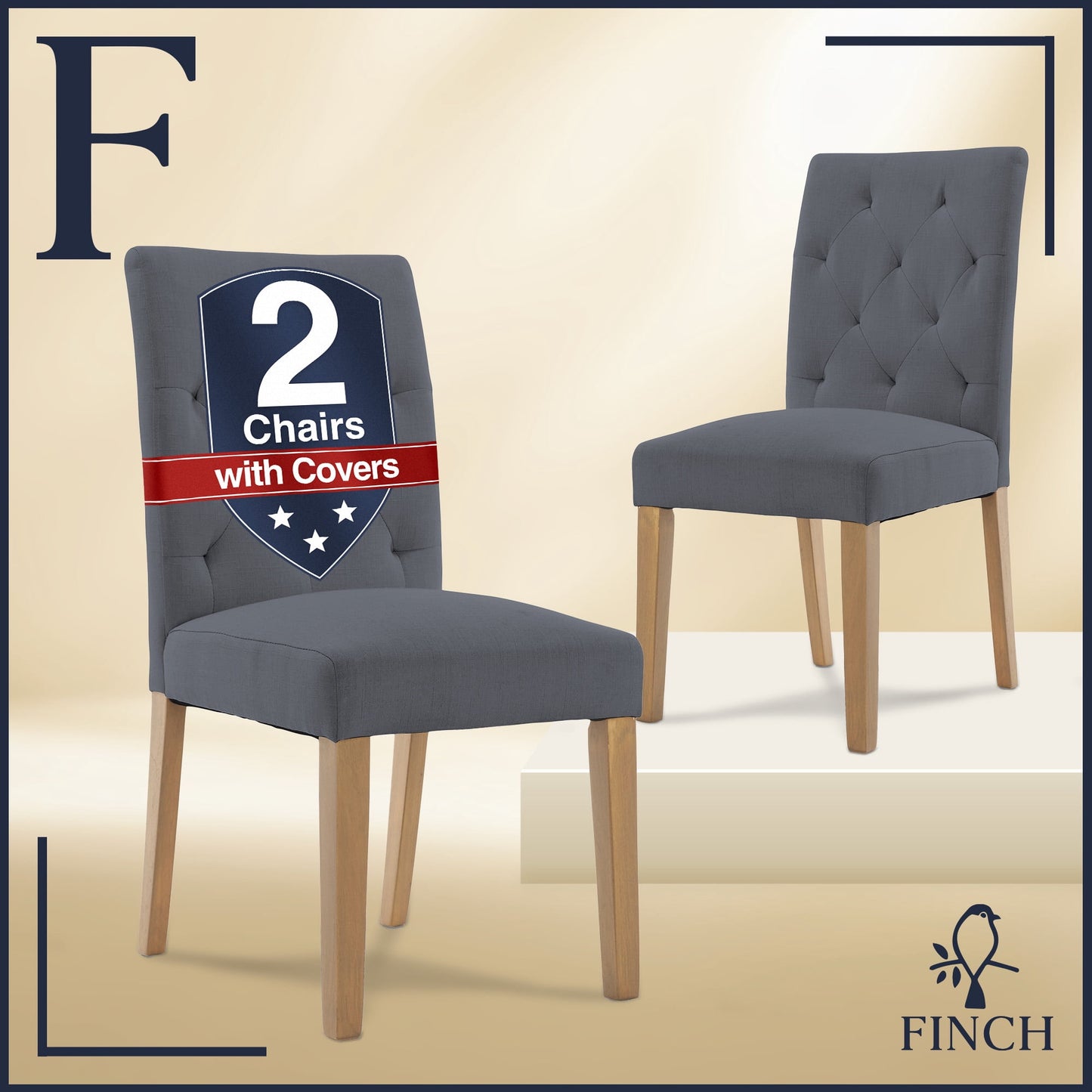 Finch Westport Tufted Armless Dining Side Chairs, Vintage Cream (Set of 2)