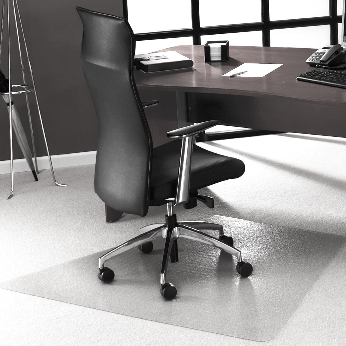Floortex® Polycarbonate Corner Workstation Chair Mat Carpets up to 1/2" 48" x 60"