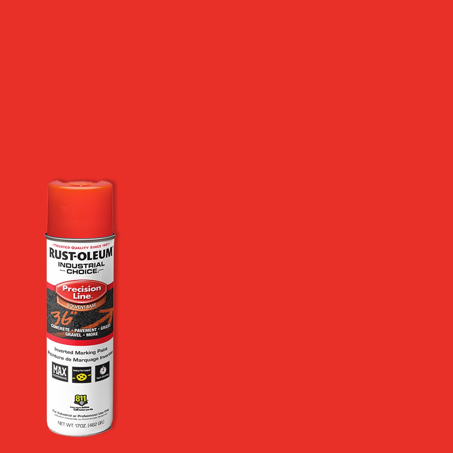 12 Pack, Fluorescent Red, Rust-Oleum Precision Line Marking Flat Spray Paint- 17 oz