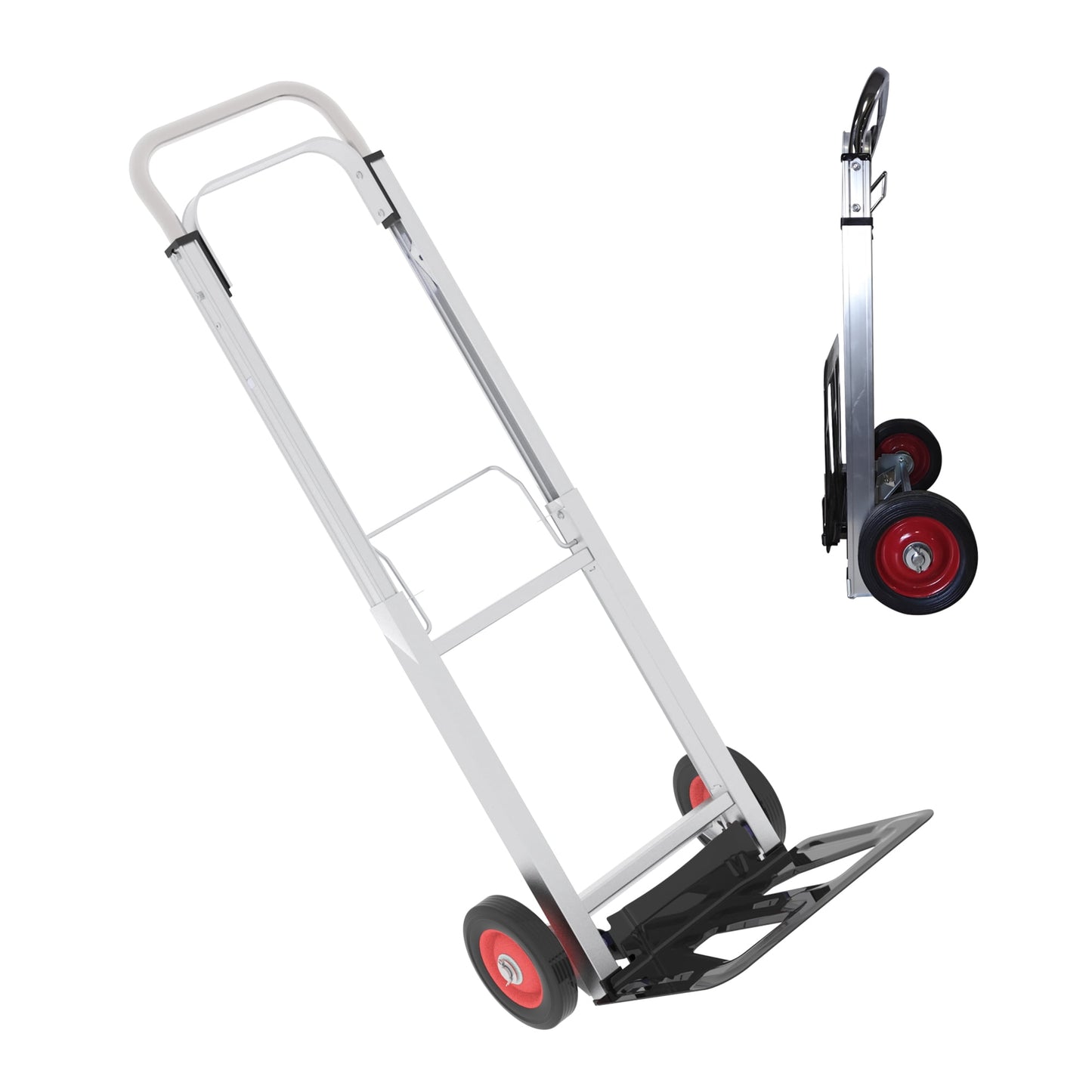 Folding Hand Truck Foldable Dolly Cart with Wheels, Aluminum Collapsible Hand Cart Portable with Telescoping Handle