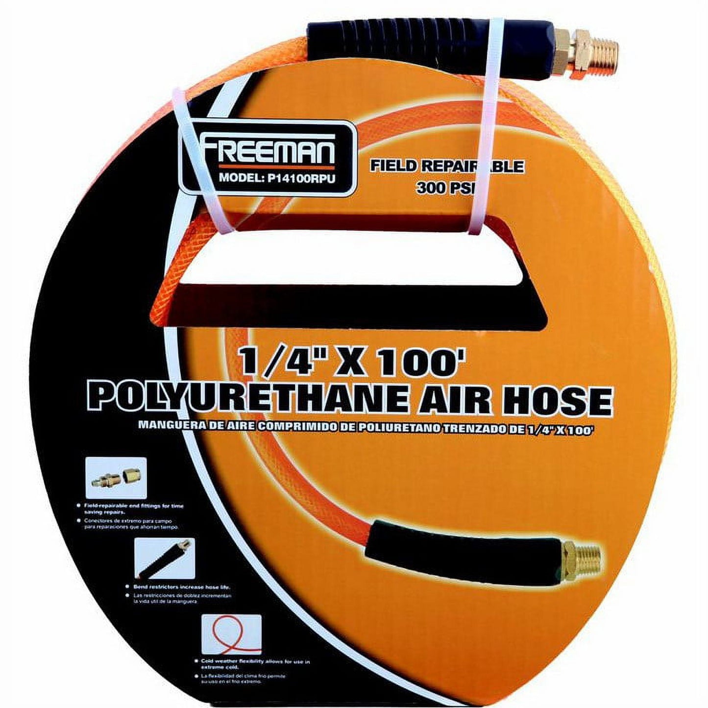 Freeman 1/4 in. x 100 ft. Polyurethane Air Hose with Field Repairable Ends