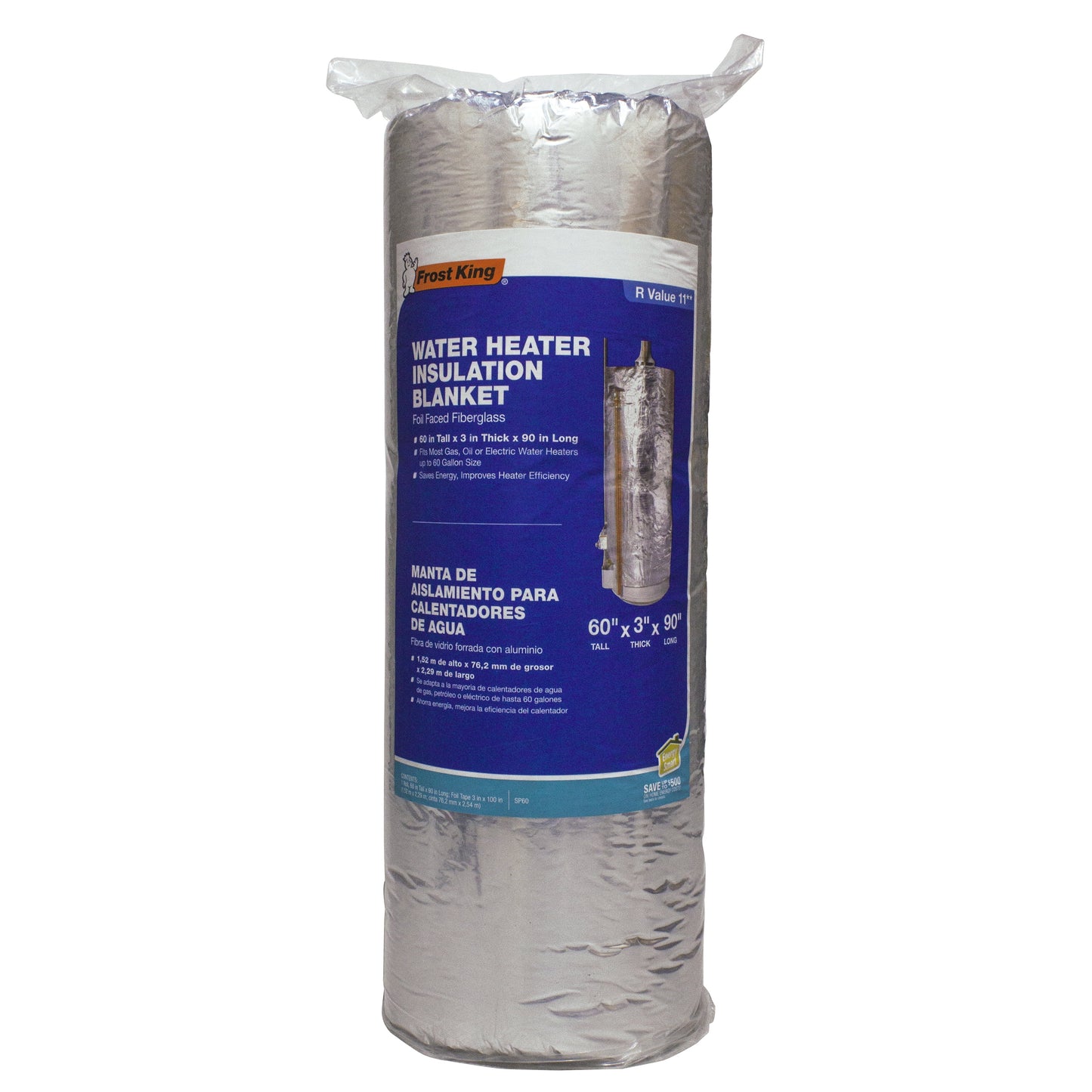 Frost King Electric Water Heater 60 Gallon Capacity with R10 Vinyl-Backed Fiberglass Insulation Blanket