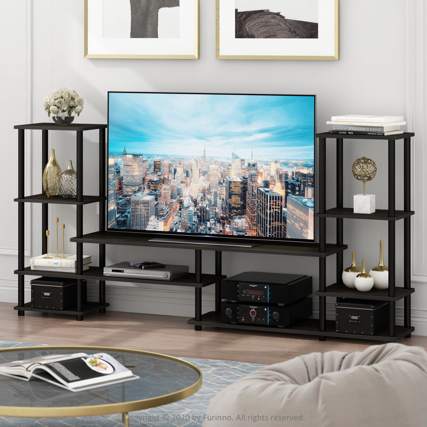 Furinno 14146EX-BK Turn-N-Tube Grand Entertainment Center, Espresso & Black