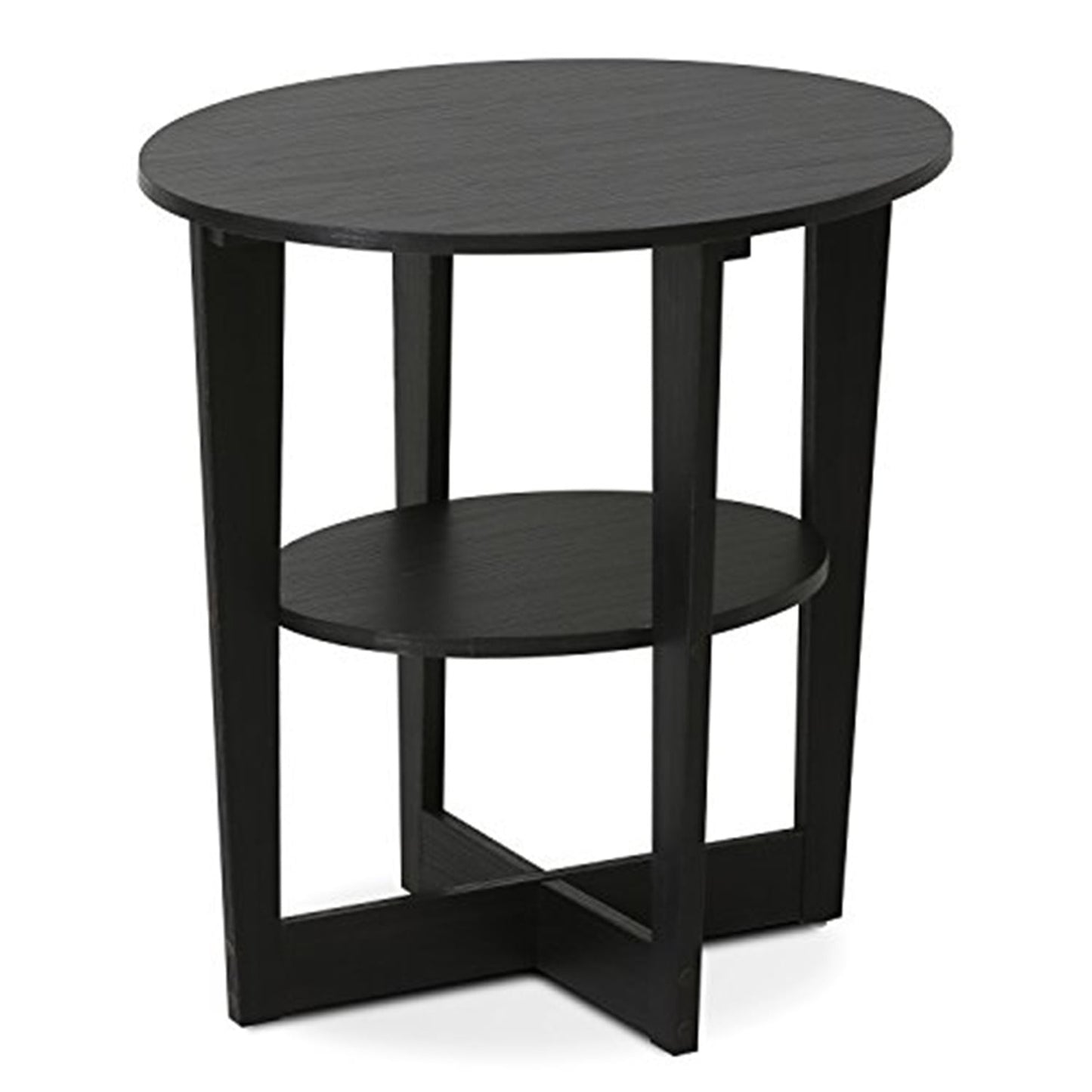 Furinno JAYA Contemporary Engineered Wood Oval End Table in Walnut