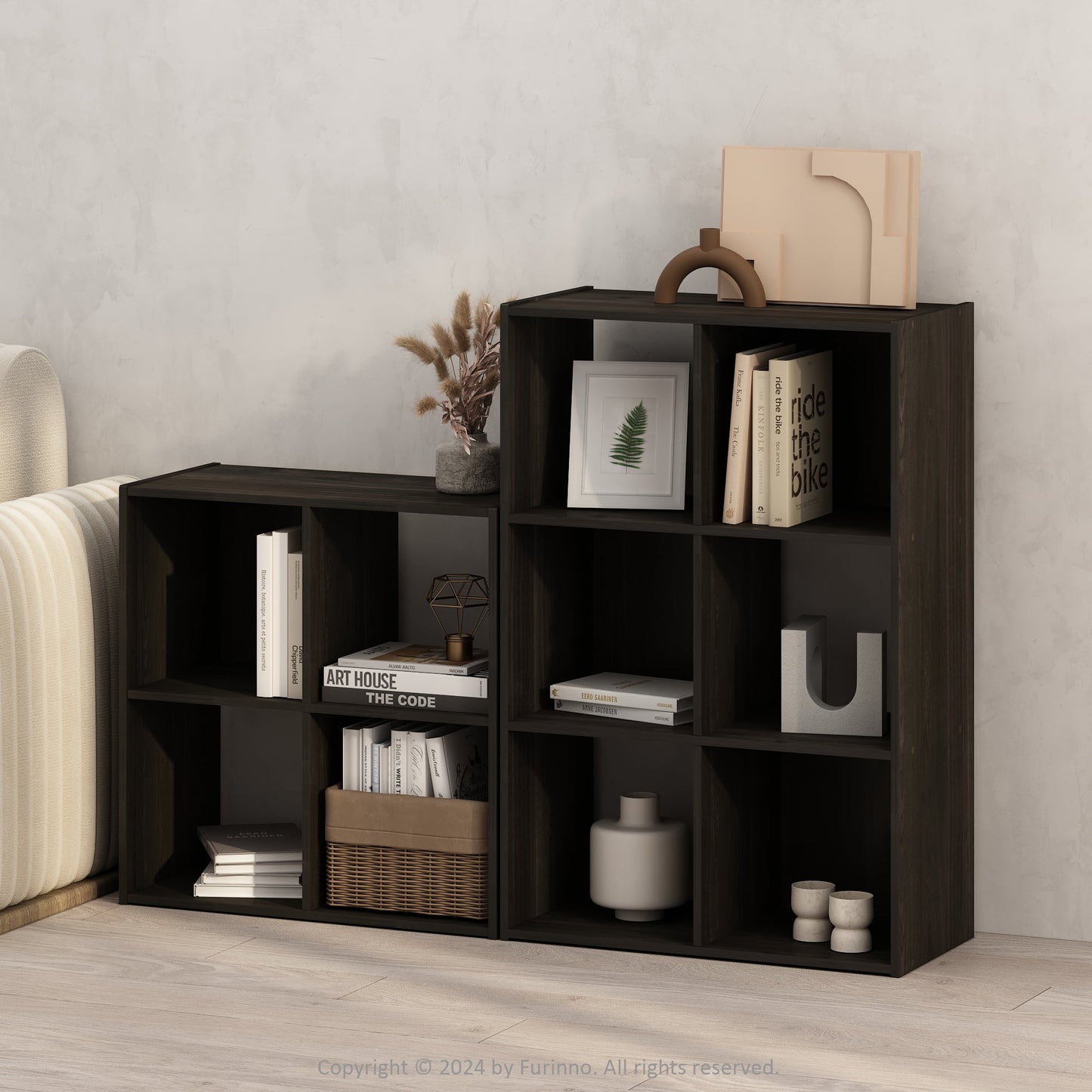 Furinno Pelli Gabinete de Almacenamiento Cúbico en EstanterÃa en Librero en Espresso de 6 Cubos
