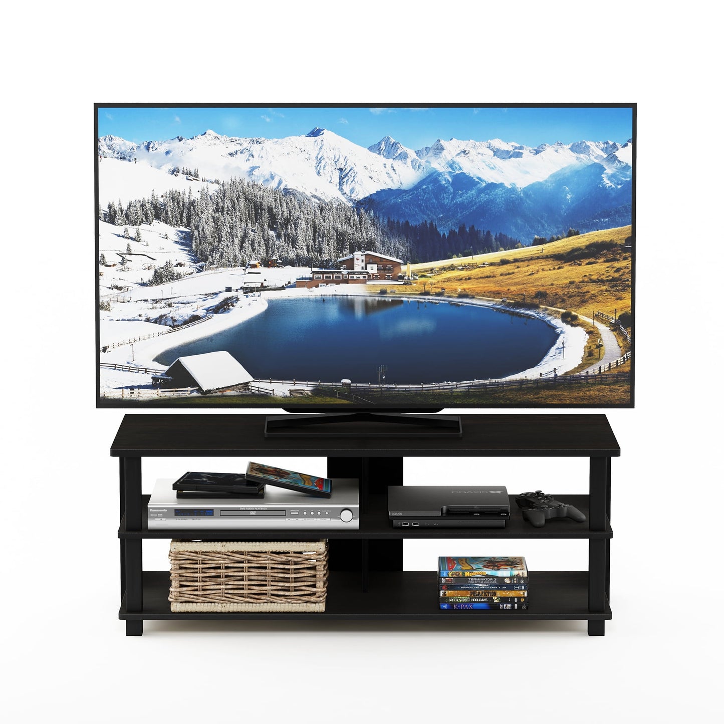 Furinno Sully 3 - Tier TV Stand for TV up to 50 , Espresso / Black, 17077EX / BK