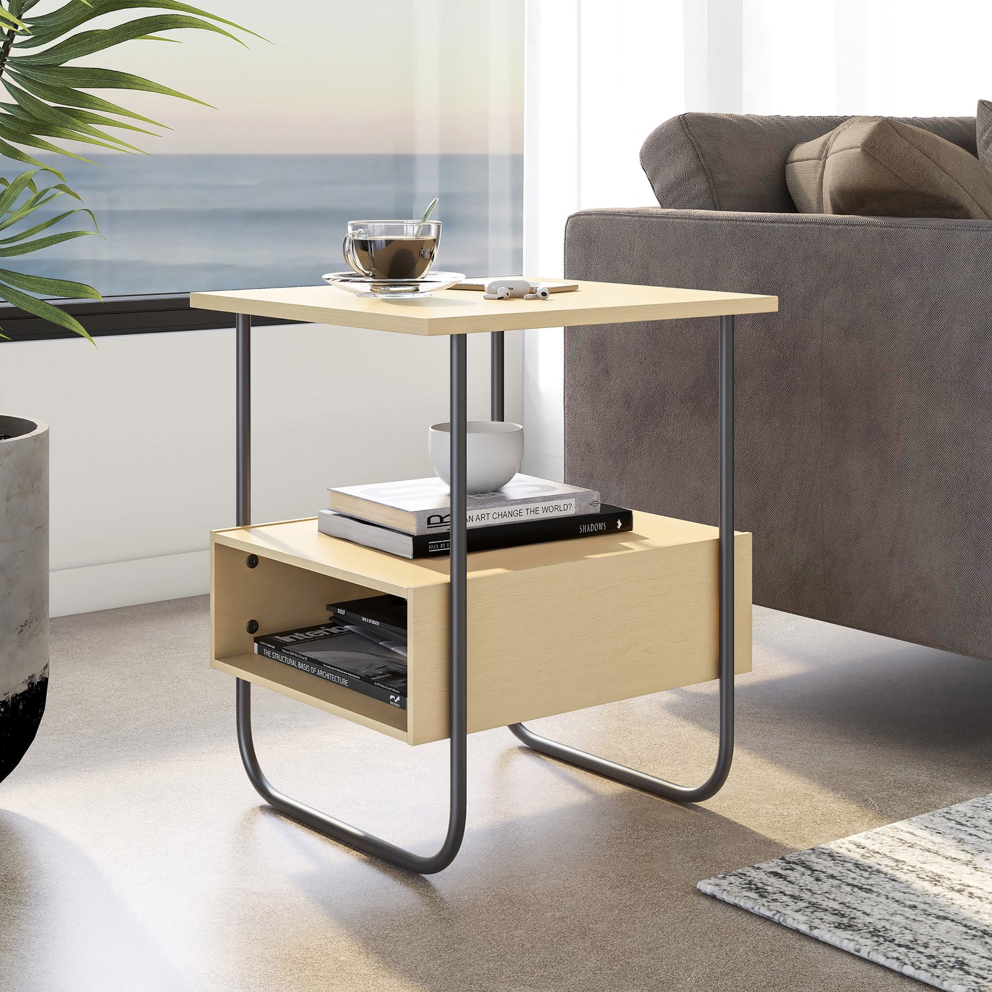 Furniture of America Javor 2-Cubby Wood Indoor End Table, Light Maple