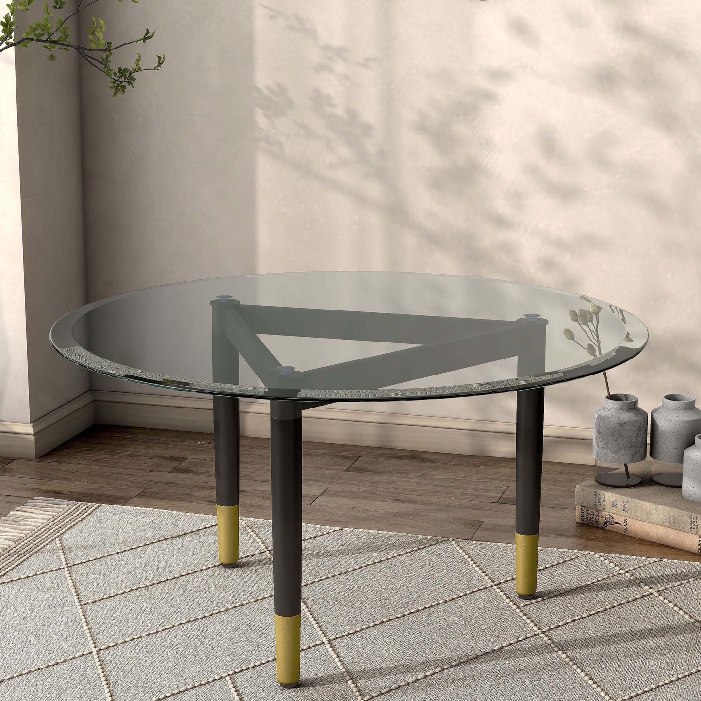 Furniture of America Modu Solid Wood Black Indoor Coffee Table Base Legs