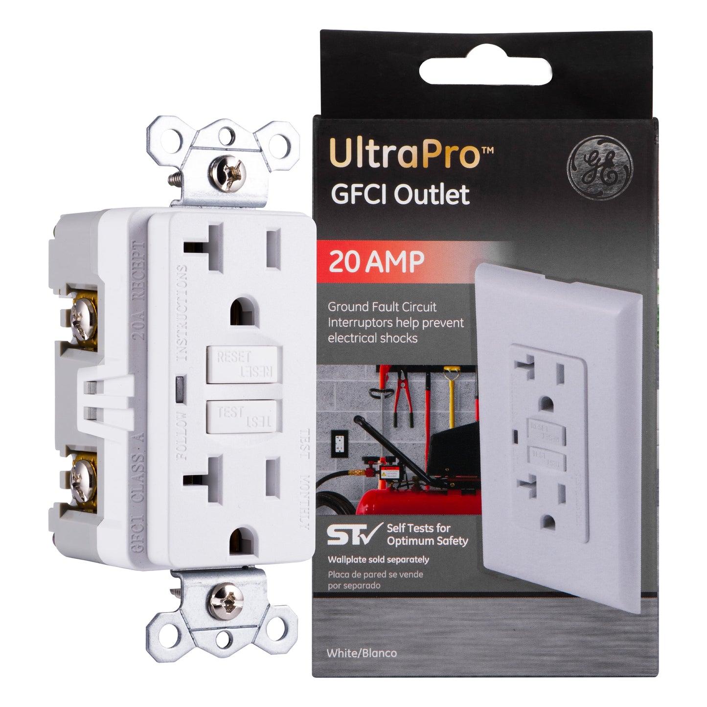 GE UltraPro 20A GFCI Outlet, White – 32077