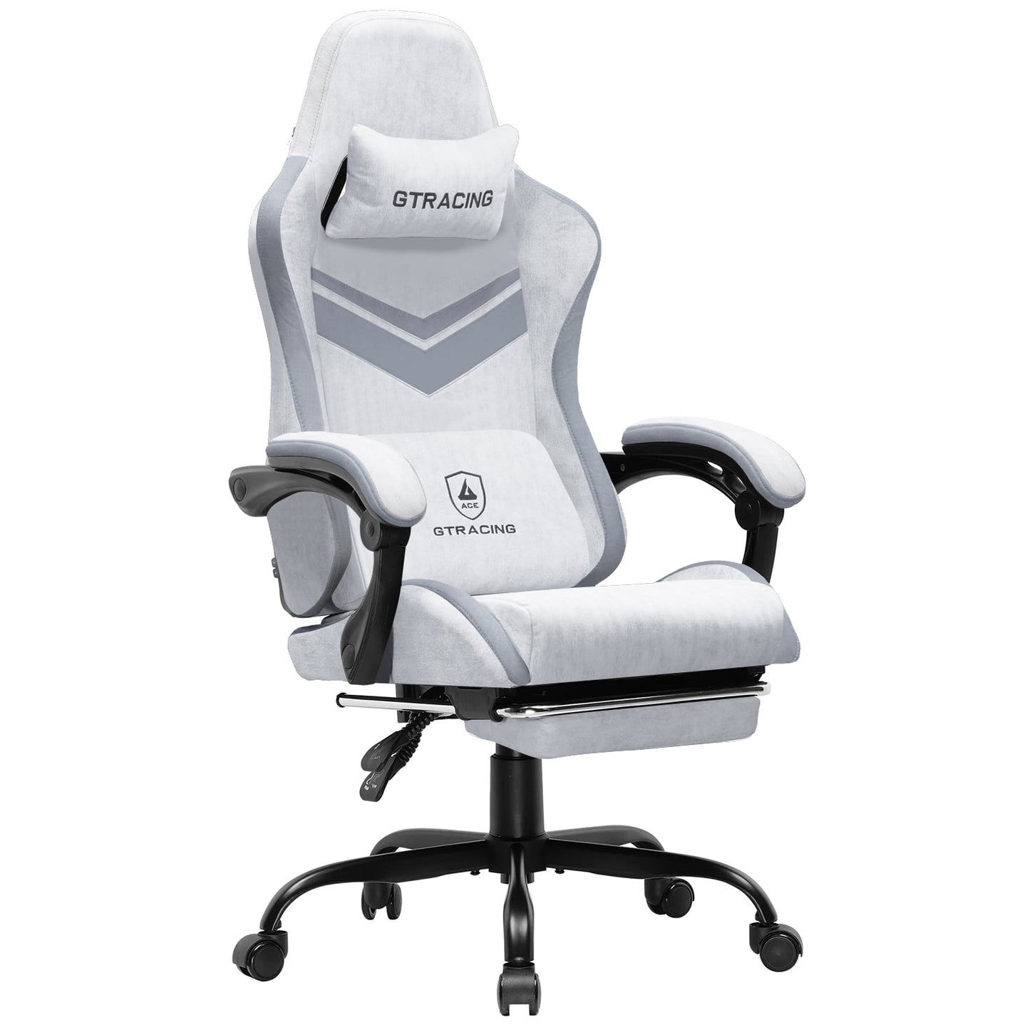 GTRACING GTW-300 Silla Gamer de Tela Ergonómica Reclinable de Altura Ajustable, Blanco/gris