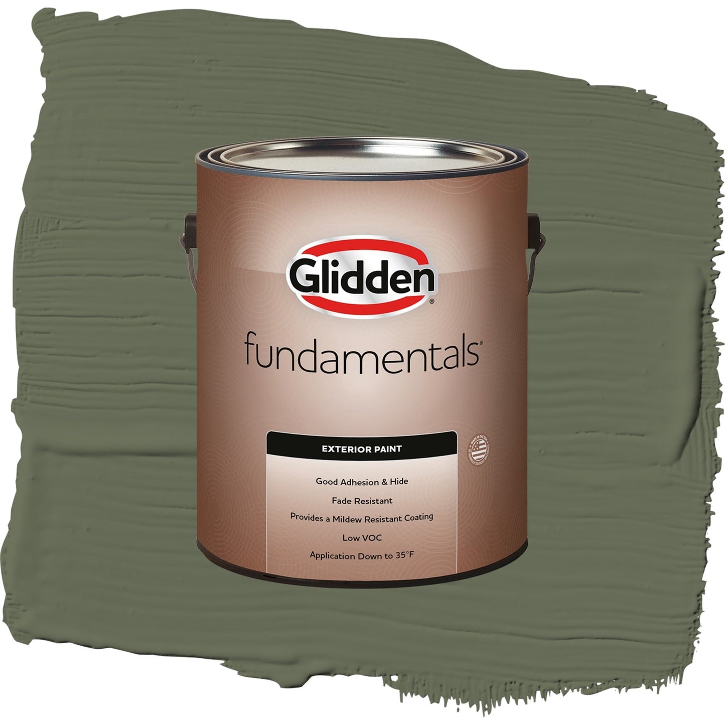 Glidden Fundamentals All About Olive / Green, Flat Exterior Paint, 1 Gallon