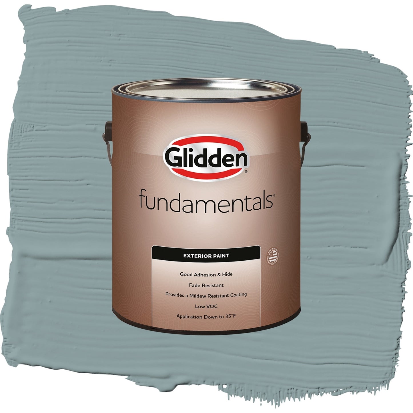 Glidden Fundamentals Aqua Smoke / Blue, Flat Exterior Paint, 1 Gallon