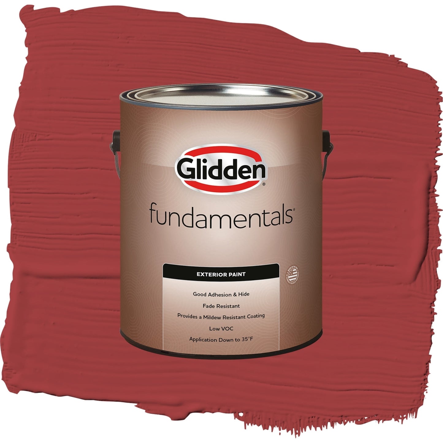 Glidden Fundamentals Blaze / Red, Satin Exterior Paint, 1 Gallon