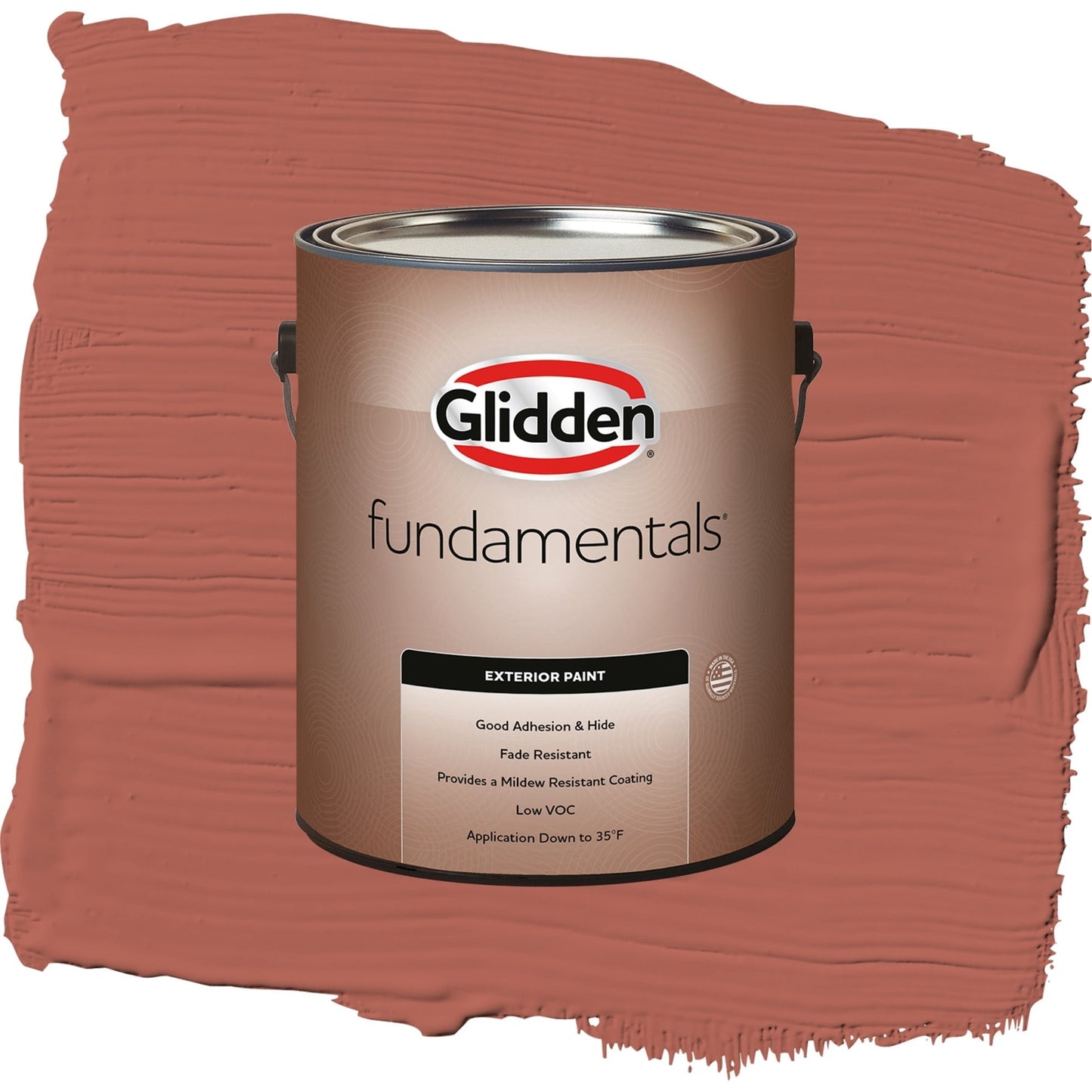 Glidden Fundamentals Cinnabar / Red, Semi-Gloss Exterior Paint, 1 Gallon