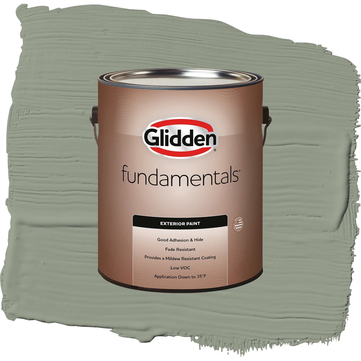 Glidden Fundamentals Green Tea Leaf / Green, Semi-Gloss Exterior Paint, 1 Gallon