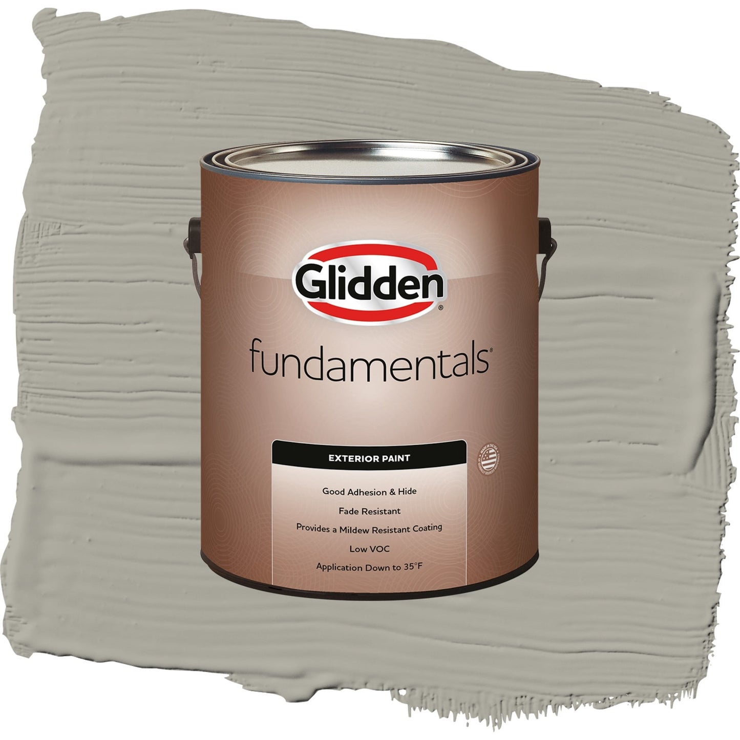 Glidden Fundamentals Hot Stone / Gray, Flat Exterior Paint, 1 Gallon