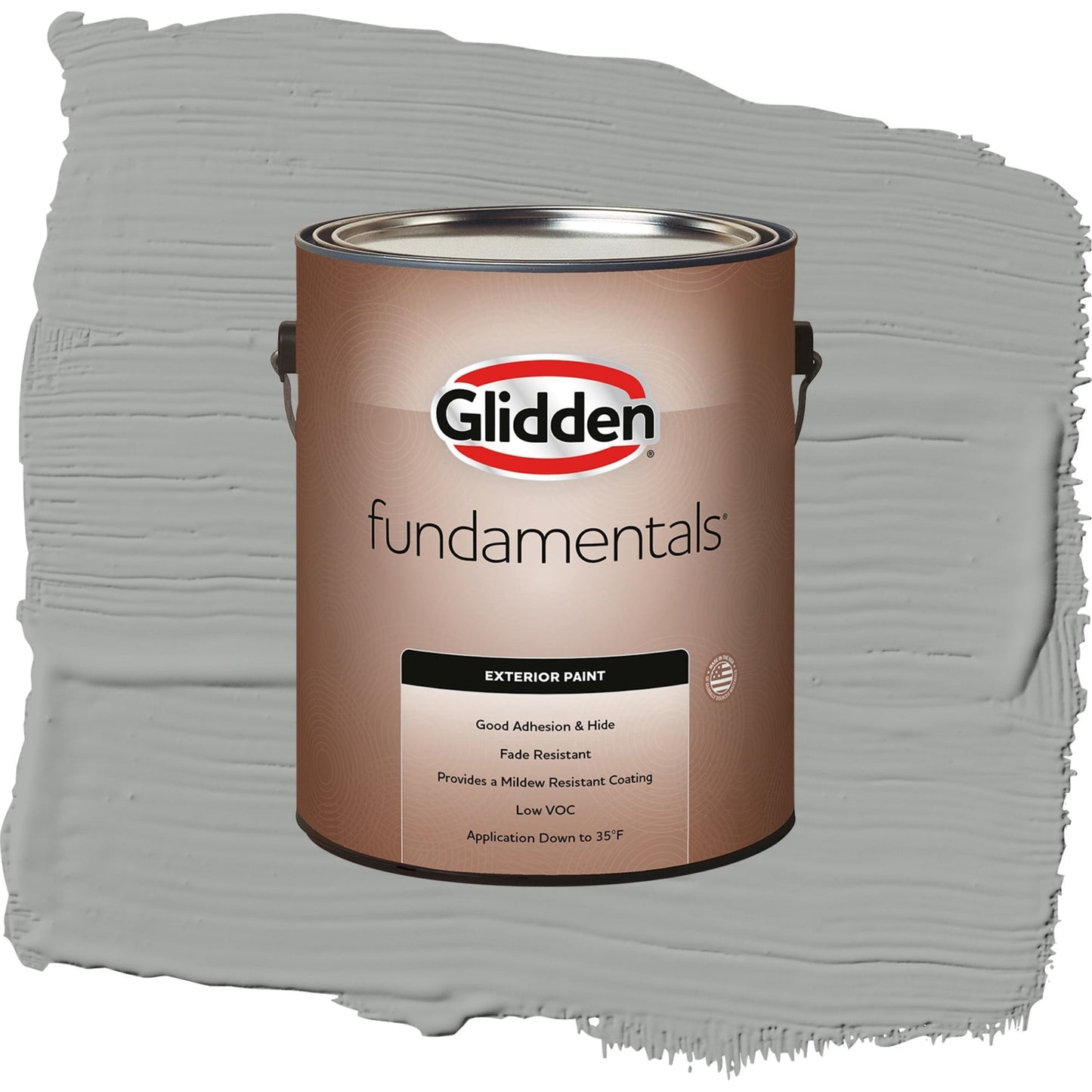 Glidden Fundamentals Stepping Stone / Gray, Satin Exterior Paint, 1 Gallon