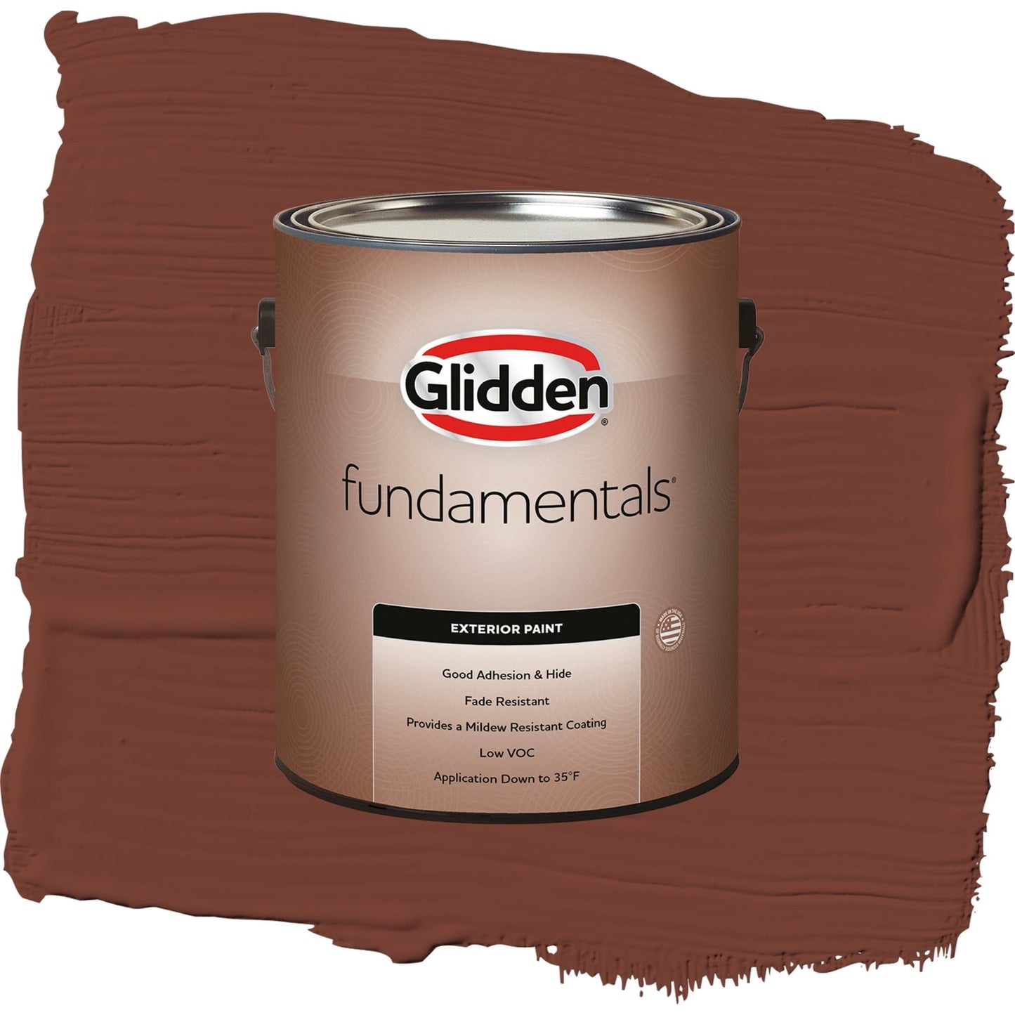 Glidden Fundamentals Warm Mahogany / Red, Flat Exterior Paint, 1 Gallon