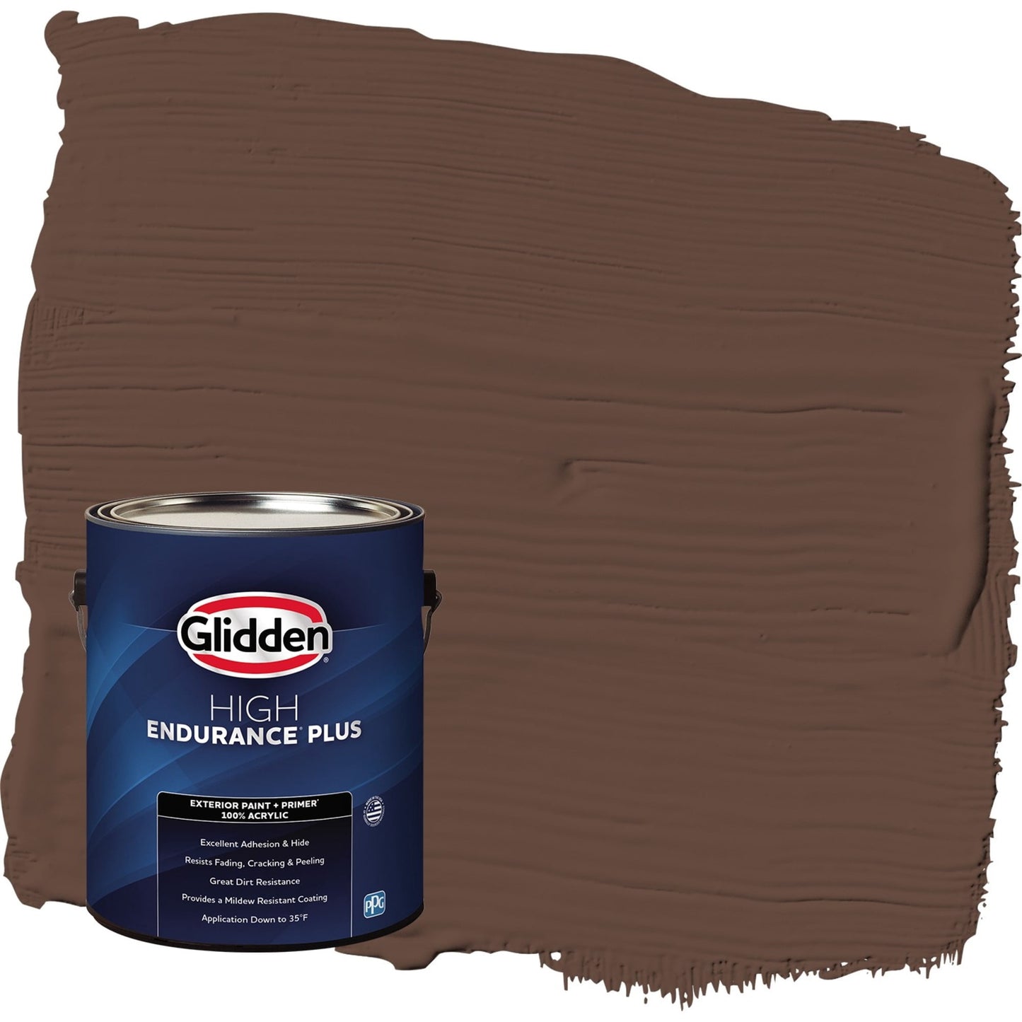 Glidden HEP Fudge / Brown Flat Exterior Paint with Primer, 1 Gallon