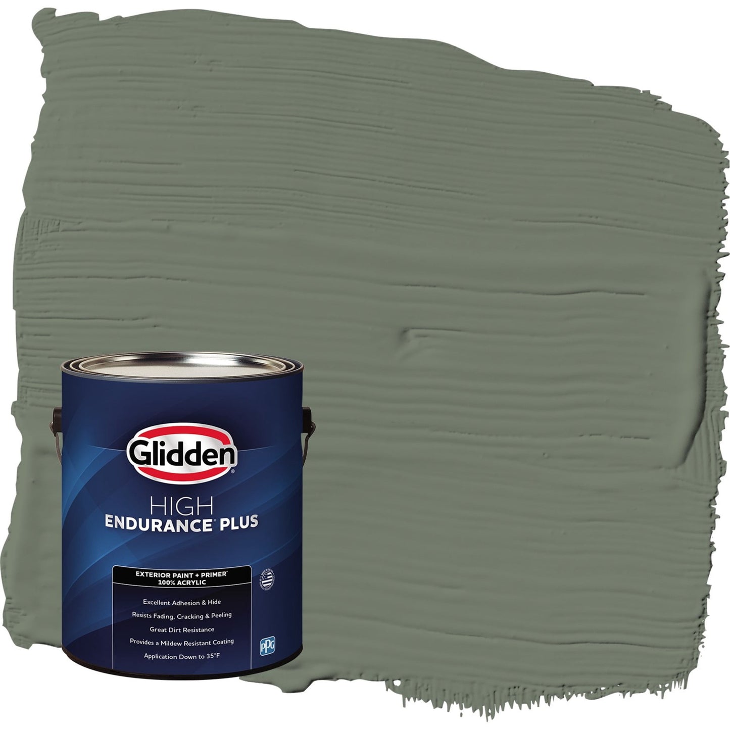 Glidden HEP Thyme Green / Green Satin Exterior Paint with Primer, 1 Gallon