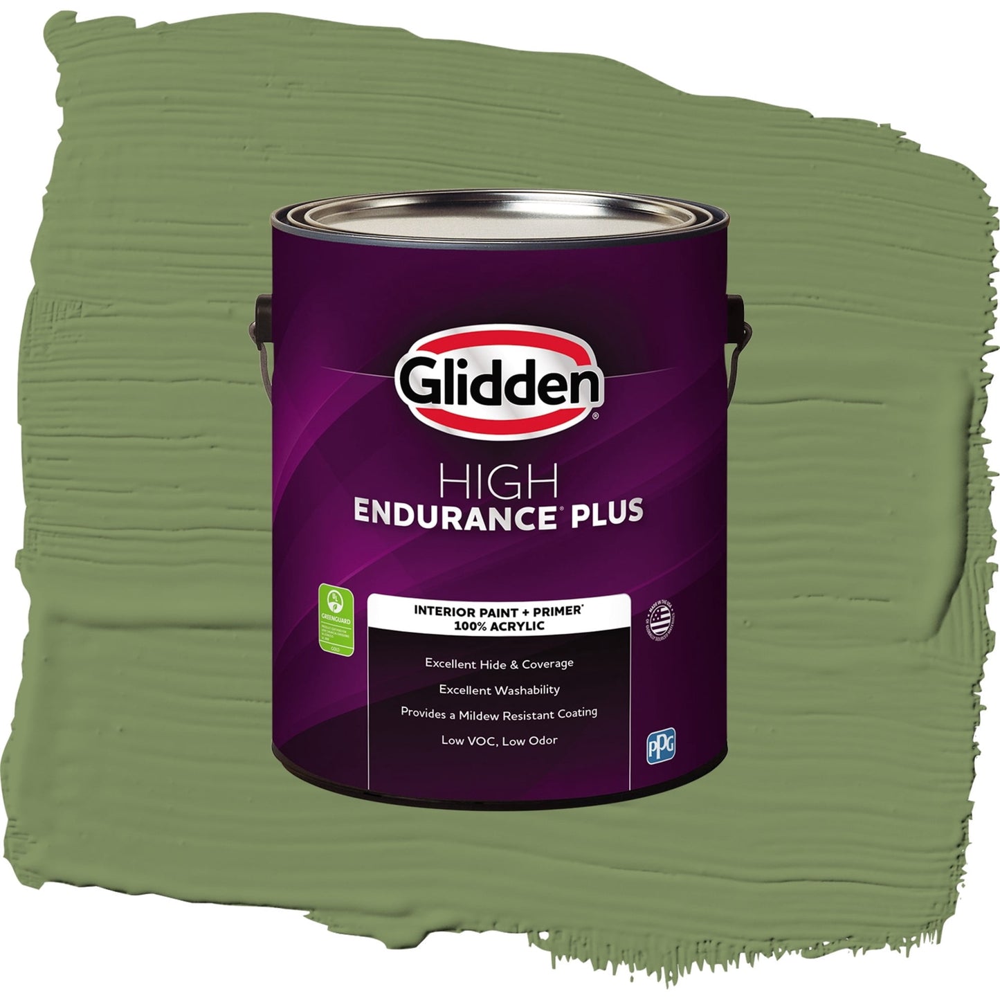 Glidden HEP Moss Point Green / Green, Semi-Gloss Interior Paint with Primer, 1 Gallon