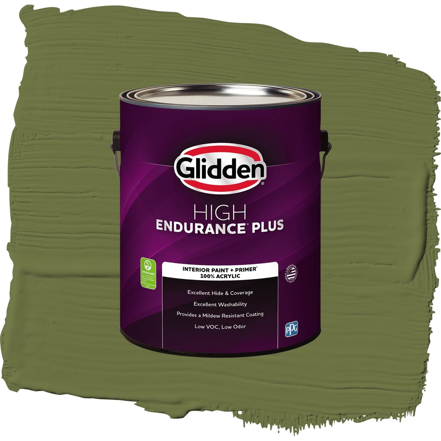 Glidden HEP Oakmoss / Green, Flat Interior Paint with Primer, 1 Gallon