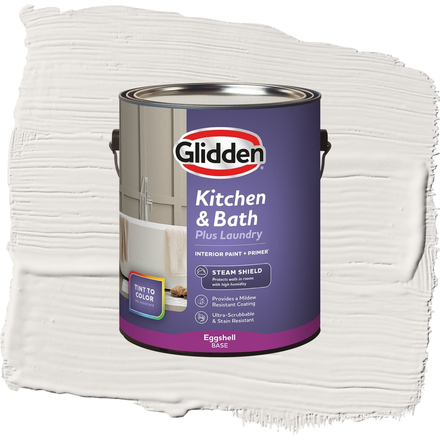 Glidden Glidden Kitchen Bath and Laundry Arctic Cotton / White, Eggshell Interior Paint with Primer, 1 Gallon