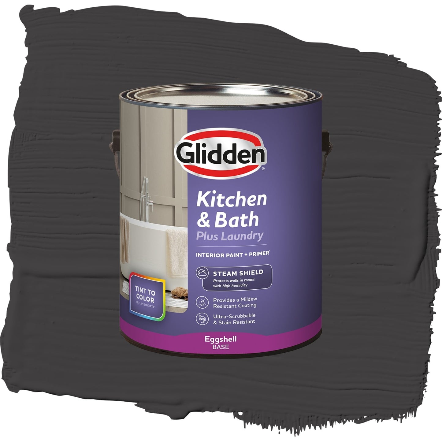Glidden Glidden Kitchen Bath and Laundry Black Magic / Black, Eggshell Interior Paint with Primer, 1 Gallon