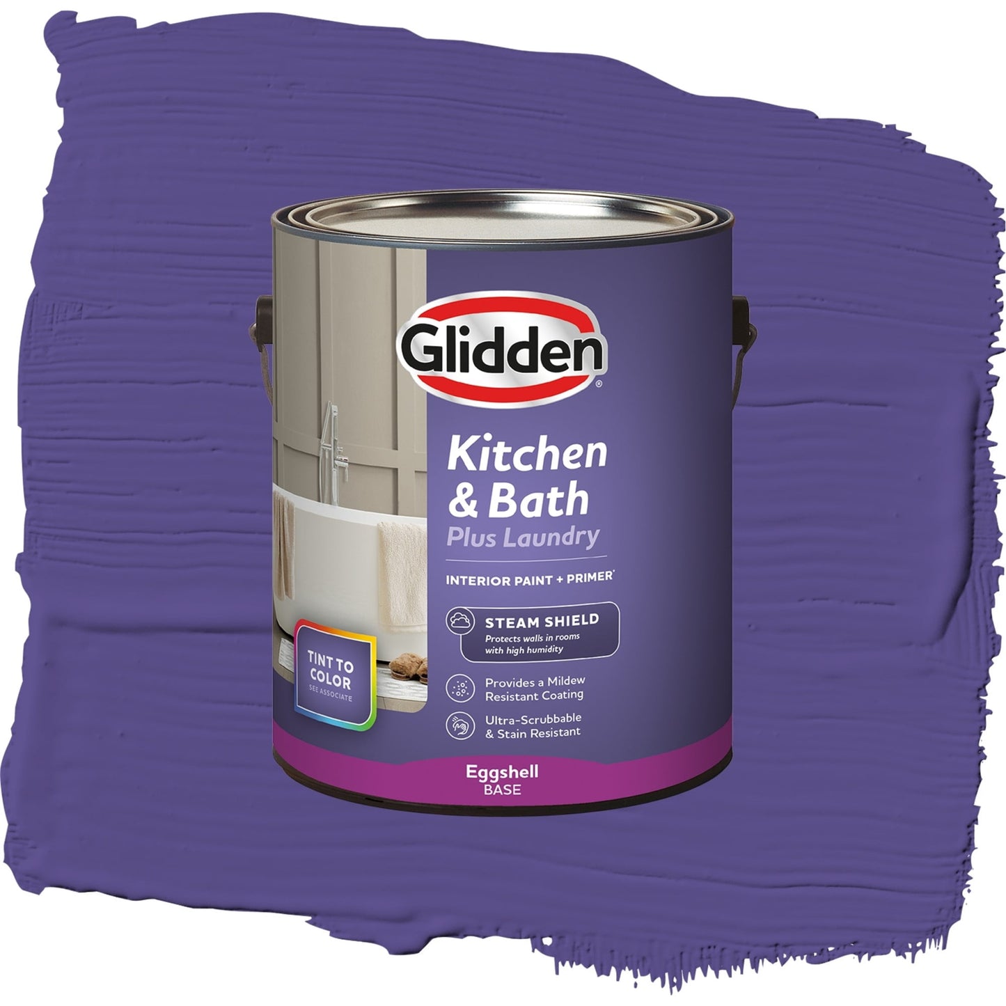 Glidden Glidden Kitchen Bath and Laundry Eggplant / Purple, Eggshell Interior Paint with Primer, 1 Gallon