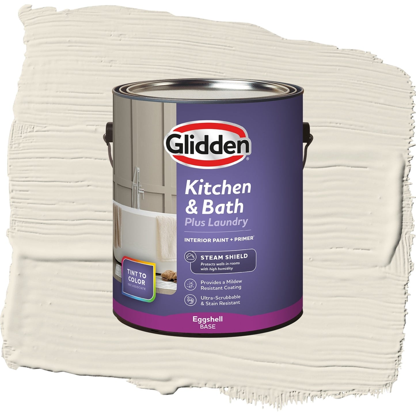 Glidden Glidden Kitchen Bath and Laundry Focus / Off White, Eggshell Interior Paint with Primer, 1 Gallon