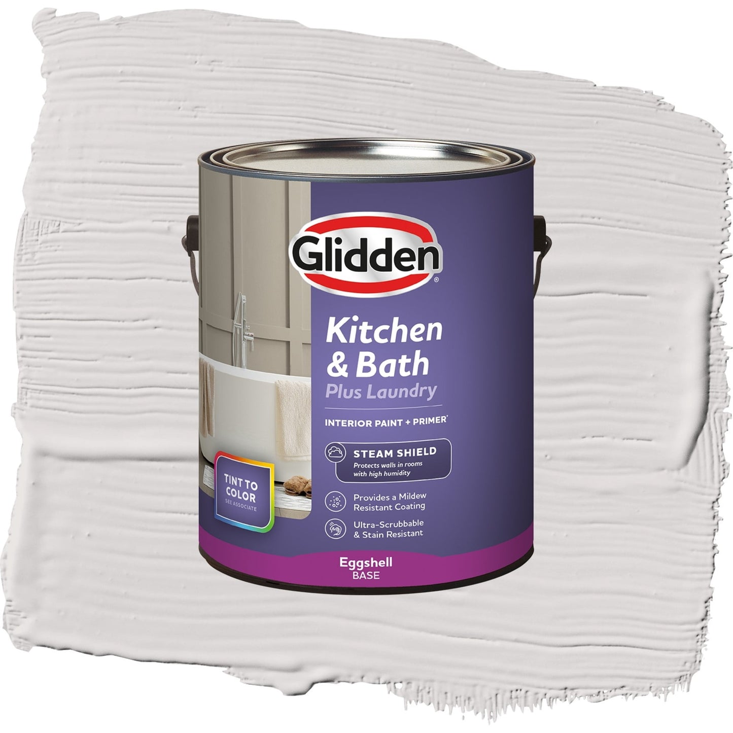 Glidden Glidden Kitchen Bath and Laundry Go To Gray / Gray, Eggshell Interior Paint with Primer, 1 Gallon