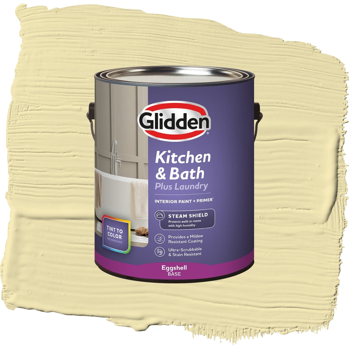 Glidden Glidden Kitchen Bath and Laundry Star Bright / Yellow, Eggshell Interior Paint with Primer, 1 Gallon
