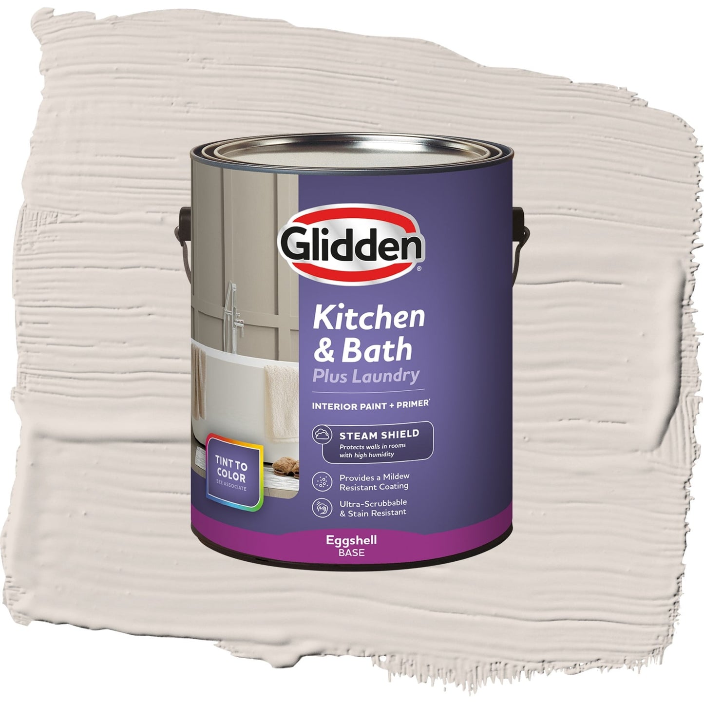 Glidden Glidden Kitchen Bath and Laundry Steel Me / Gray, Eggshell Interior Paint with Primer, 1 Gallon