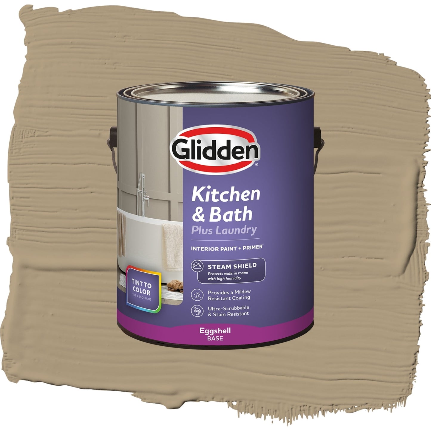 Glidden Glidden Kitchen Bath and Laundry Stony Creek / Beige, Eggshell Interior Paint with Primer, 1 Gallon