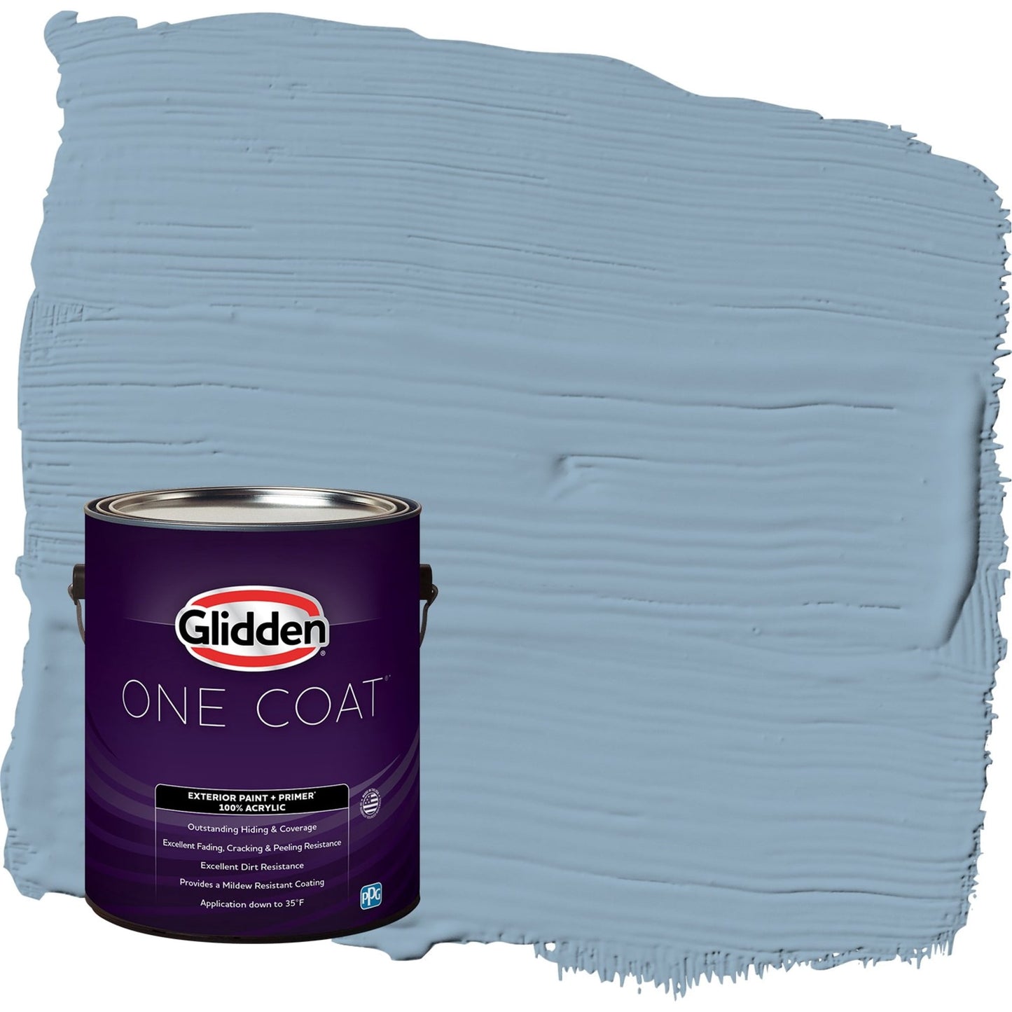 Glidden One Coat Dresden Dream / Blue Semi-Gloss Exterior Paint with Primer, 1 Gallon