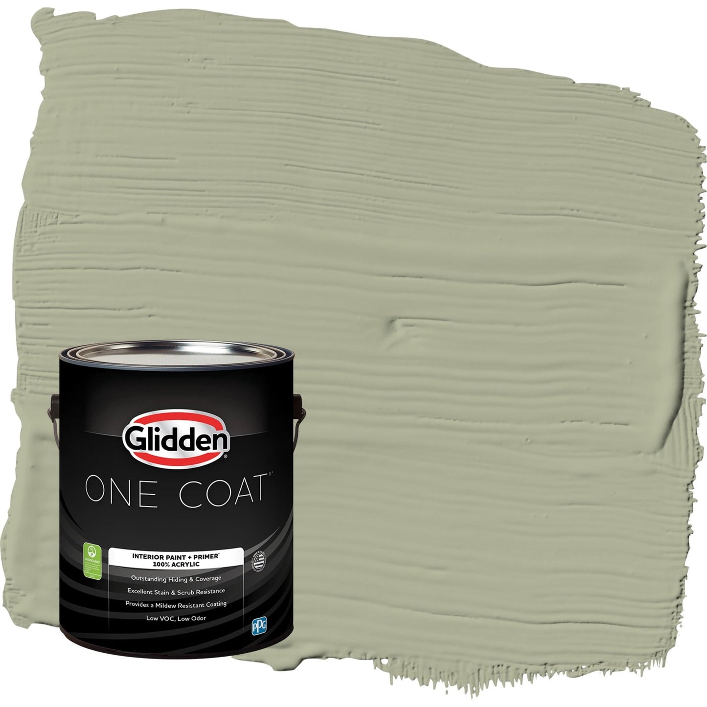 Glidden One Coat Olive Sprig / Green Semi-Gloss Interior Paint with Primer, 1 Gallon