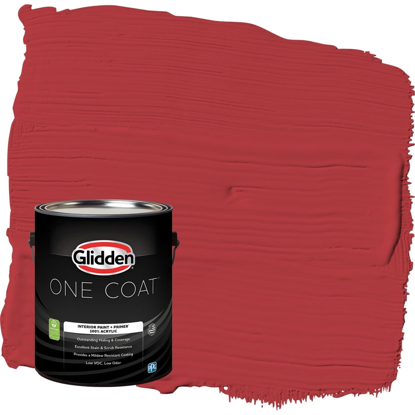 Glidden One Coat Red Gumball / Red Semi-Gloss Interior Paint with Primer, 1 Gallon